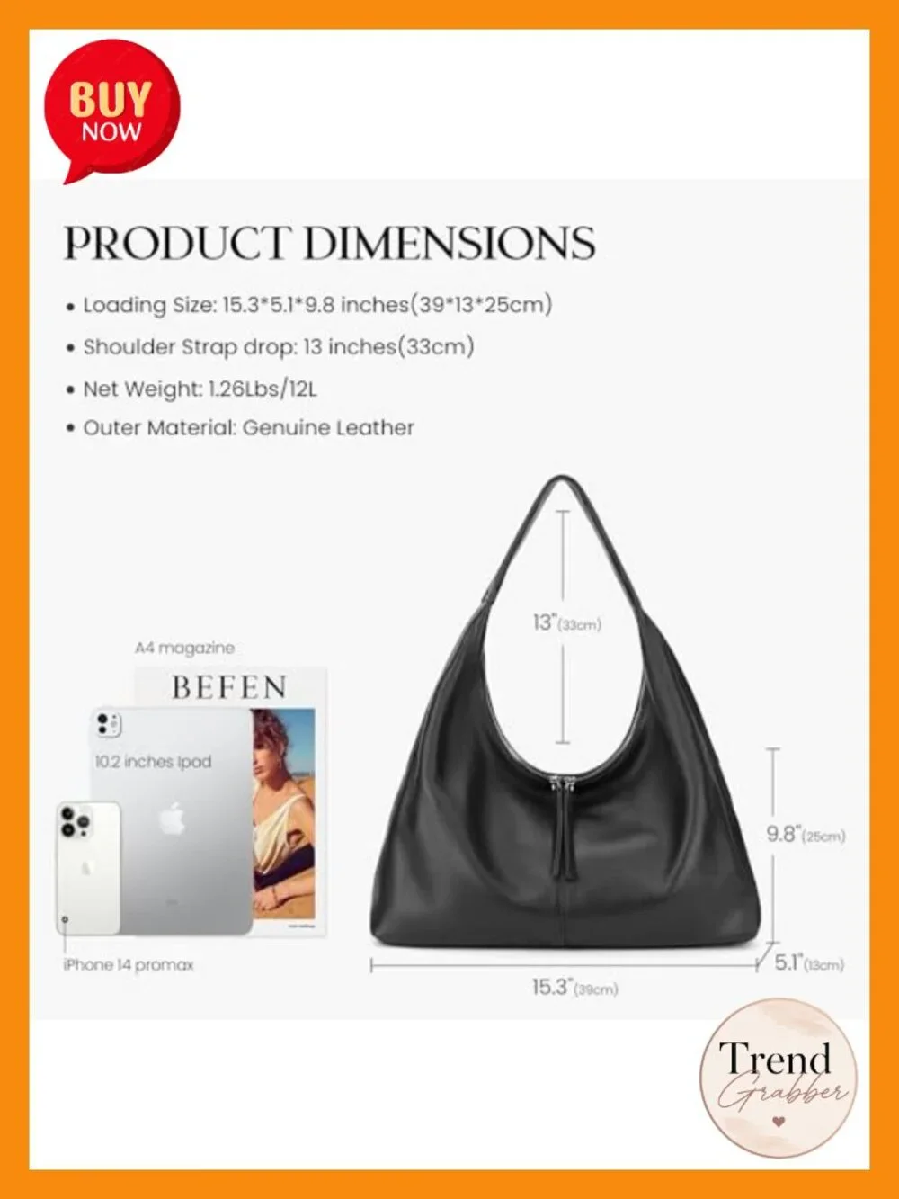 Ultra Soft Leather Slouchy Hobo Tote Bag Shoulder Purse for Women